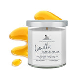 Vanilla Maple Pecan Luxury Coconut + Soy Wax Wood Wick Candle | 11 oz Glass Tumbler with Silver Lid | Hand Poured | Zero Waste & Reusable | Minimalistic Design - Earth's Own Bath & Body