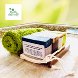 Set of 4 Organic Cold Process Soaps | Soothes and Calms Skin | Gift Set | Includes FREE Soap Saver Bag and Bamboo Soap Dish! 6 Piece Set